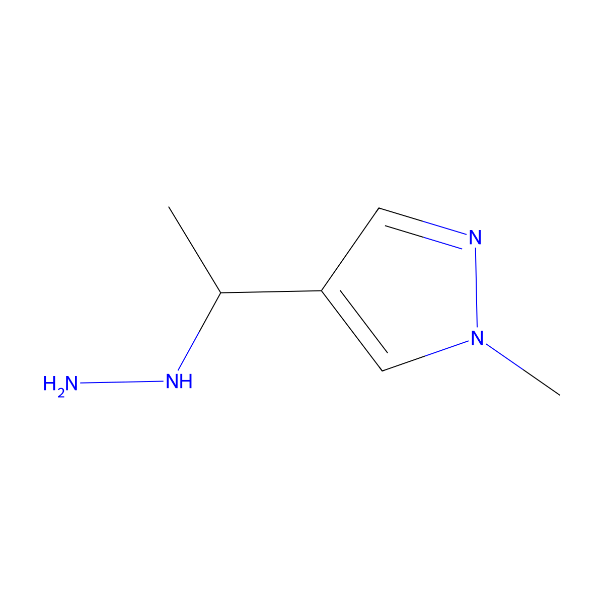 4-(1-hydrazinylethyl)-1-methyl-1H-pyrazole molecular structure, CAS 1247063-01-9