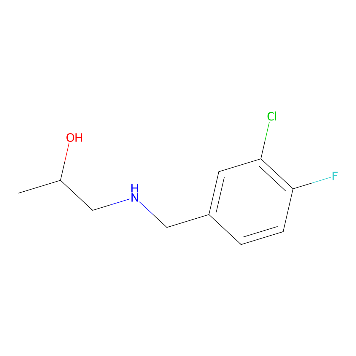 1-{[(3-Chloro-4-fluorophenyl)methyl]amino}propan-2-ol molecular structure, CAS 1247067-12-4