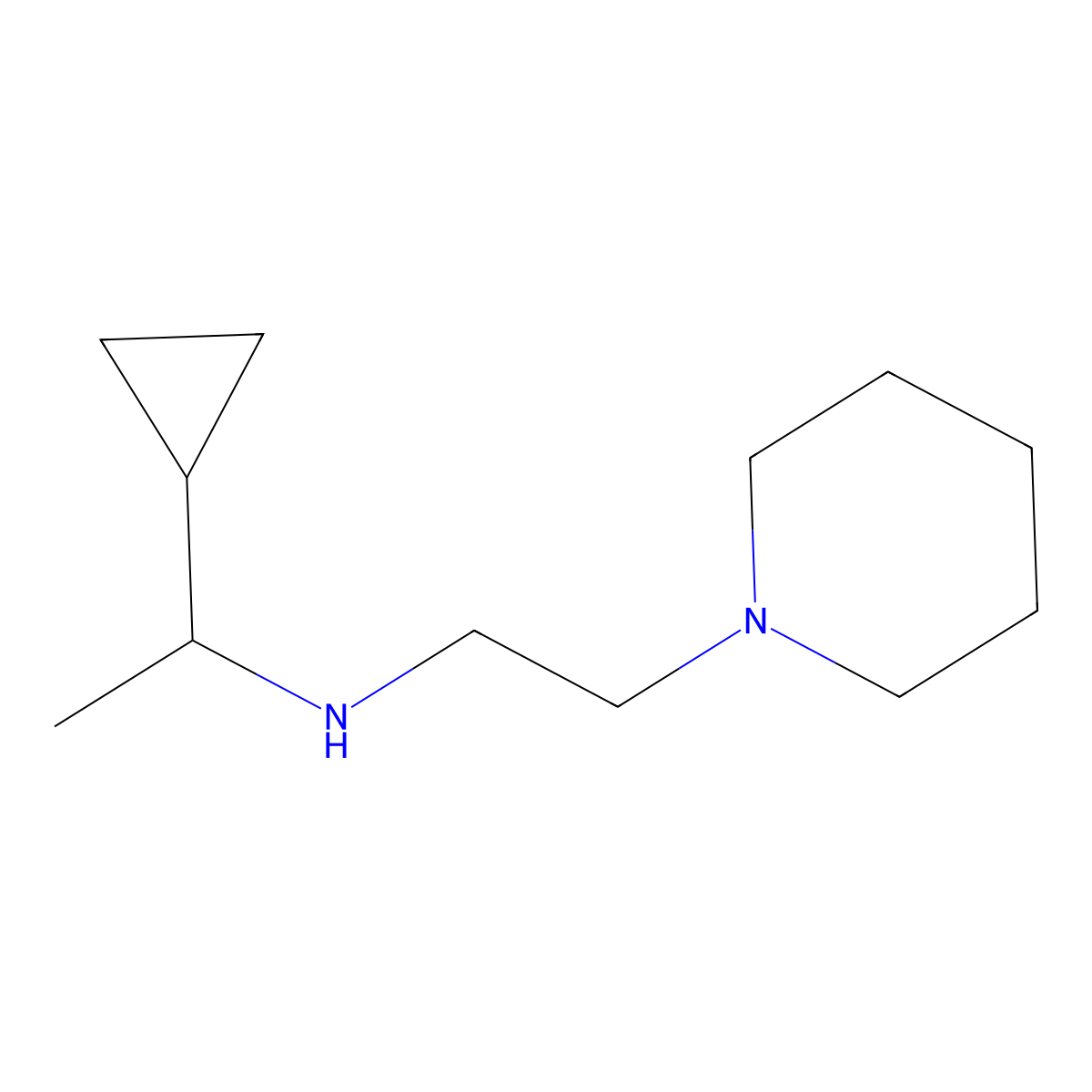 (1-Cyclopropylethyl)[2-(piperidin-1-yl)ethyl]amine molecular structure, CAS 1247068-60-5