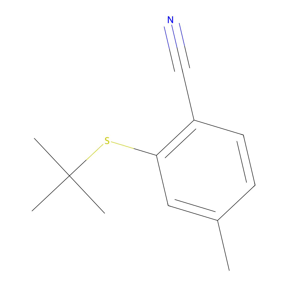 2-[(1,1-Dimethylethyl)thio]-4-methylbenzonitrile molecular structure, CAS 1247070-25-2