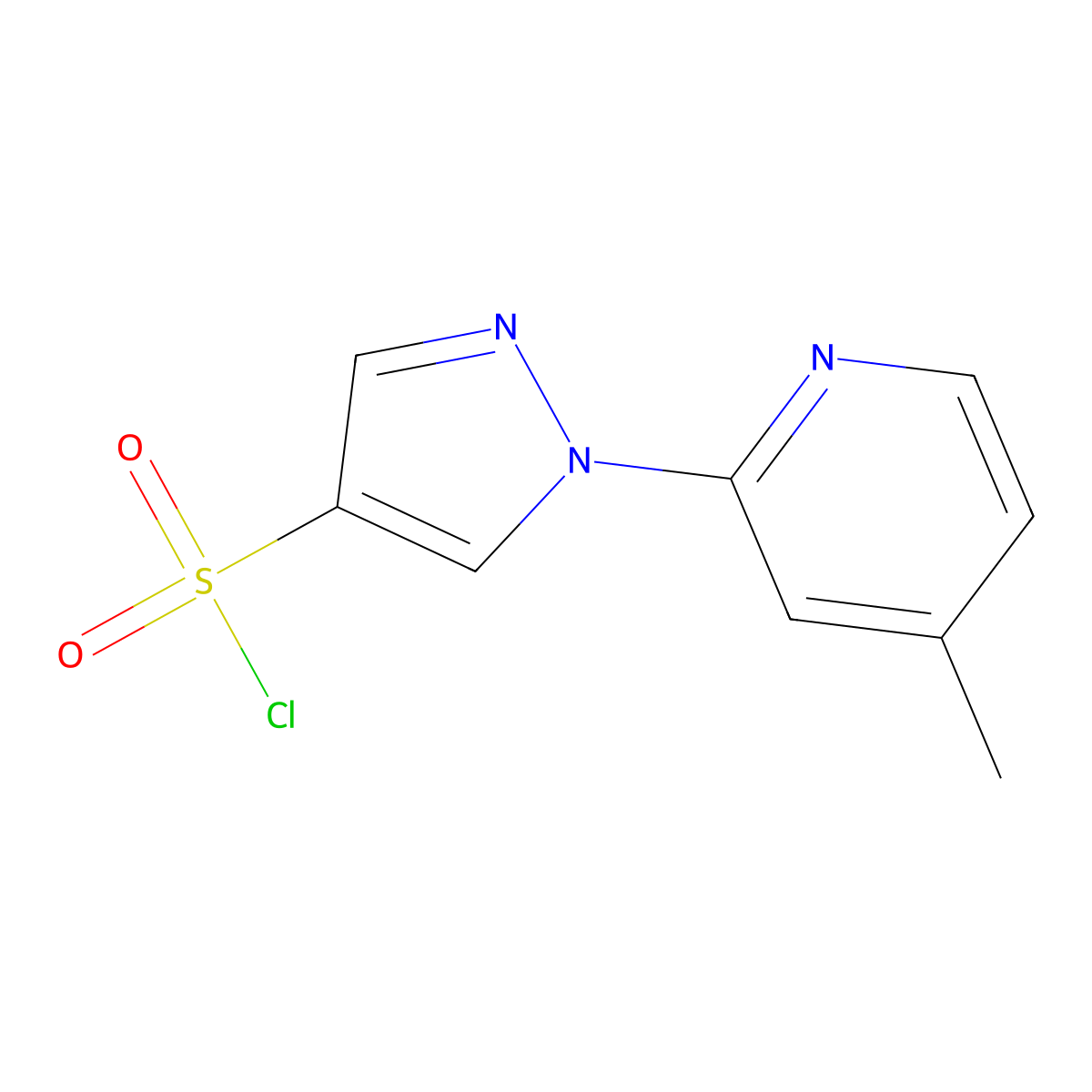 1-(4-methylpyridin-2-yl)-1H-pyrazole-4-sulfonyl chloride molecular structure, CAS 1247076-12-5