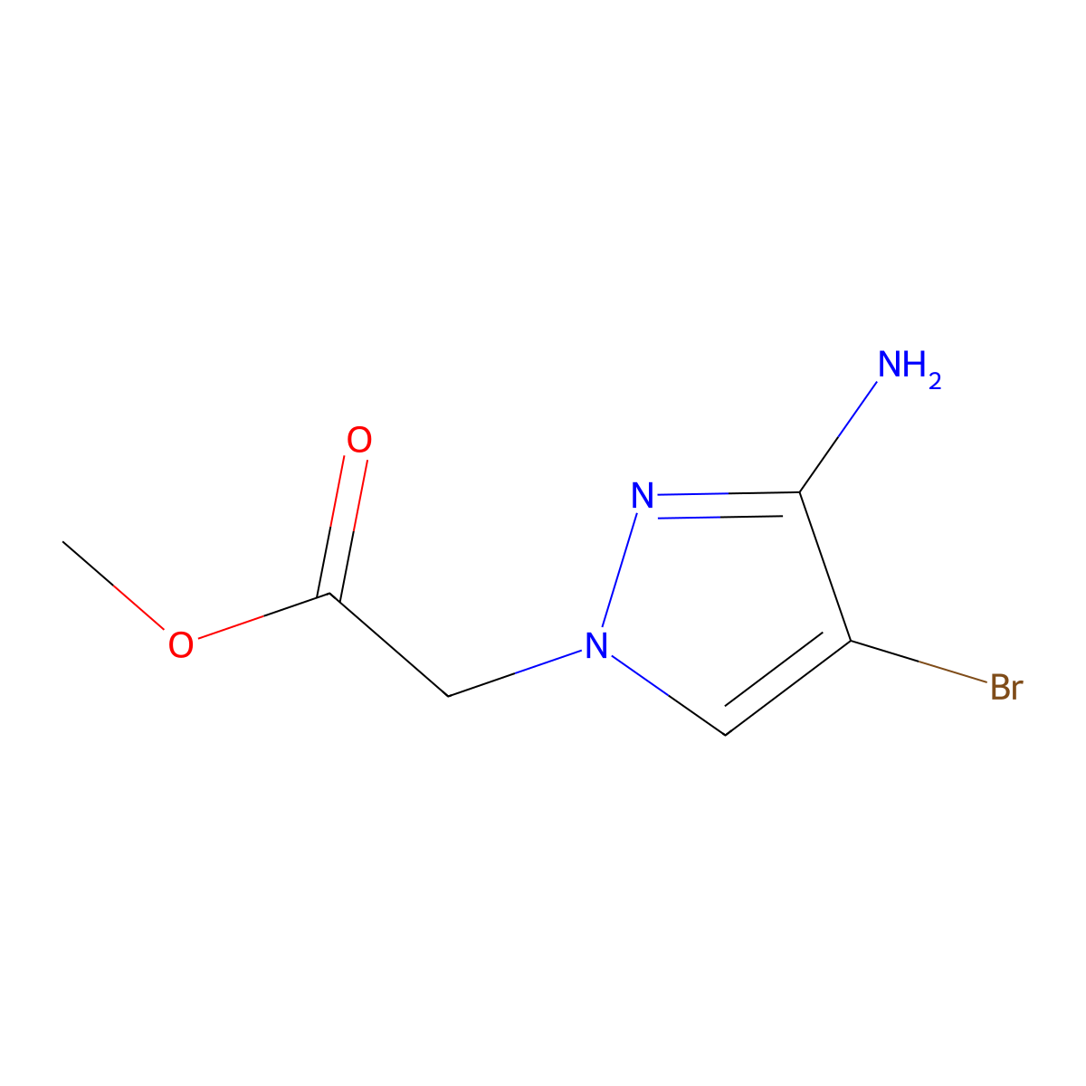 methyl 2-(3-amino-4-bromo-1H-pyrazol-1-yl)acetate molecular structure, CAS 1247076-22-7