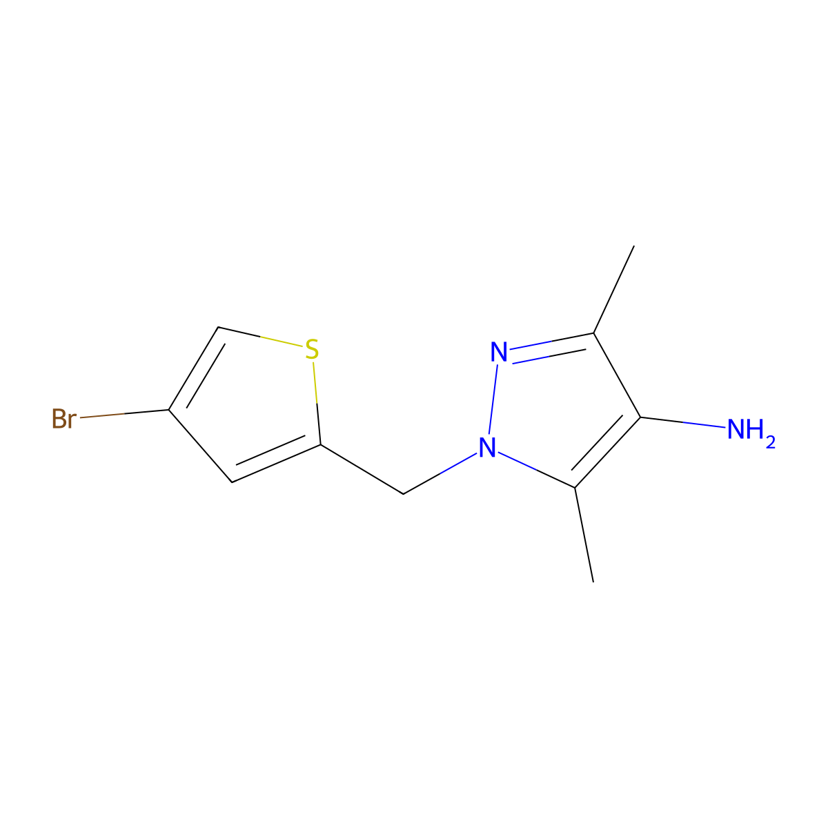 1-((4-Bromothiophen-2-yl)methyl)-3,5-dimethyl-1h-pyrazol-4-amine molecular structure, CAS 1247076-44-3