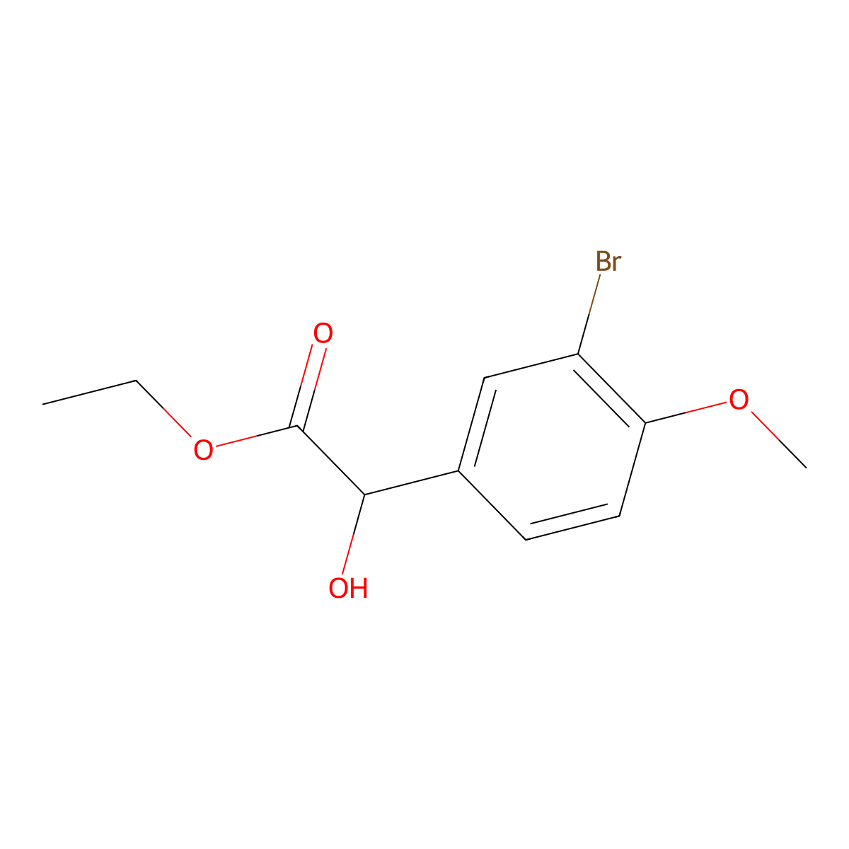 Ethyl 2-(3-bromo-4-methoxyphenyl)-2-hydroxyacetate molecular structure, CAS 1247079-65-7