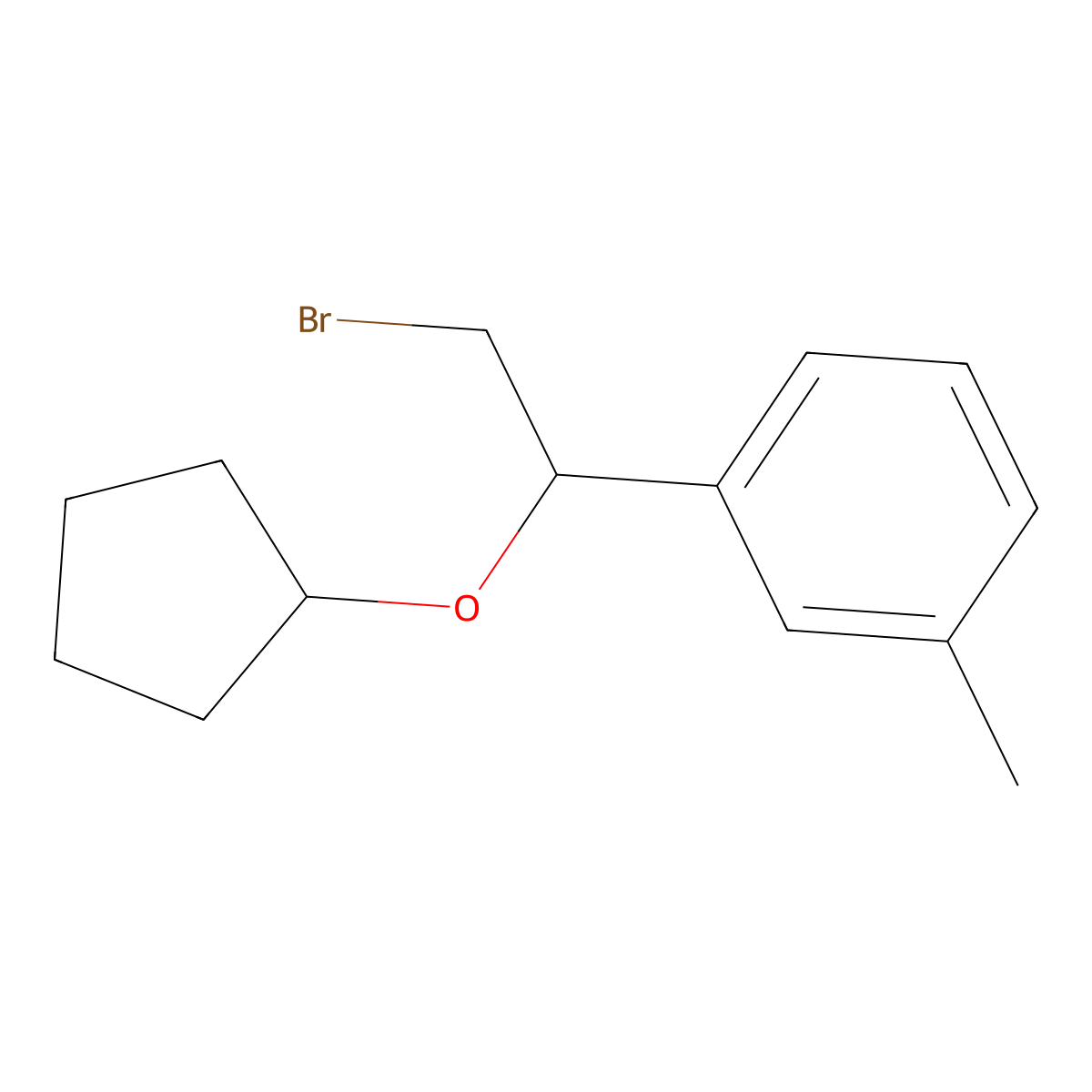 1-(2-Bromo-1-(cyclopentyloxy)ethyl)-3-methylbenzene molecular structure, CAS 1247082-52-5