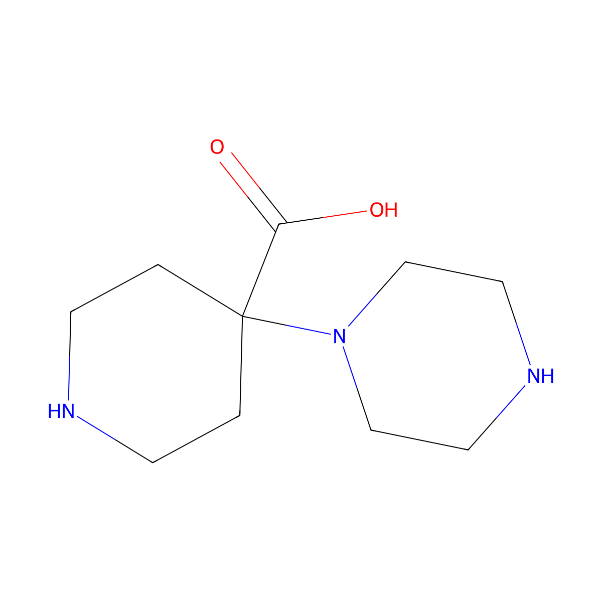 4-(Piperazin-1-yl)piperidine-4-carboxylic acid molecular structure, CAS 1247083-01-7