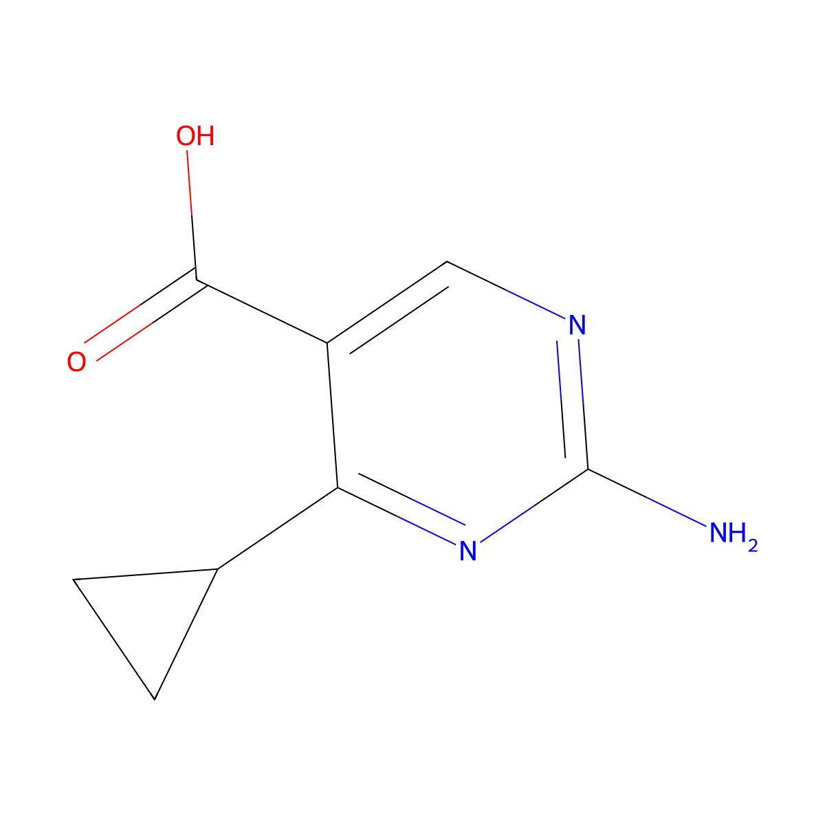 2-Amino-4-cyclopropylpyrimidine-5-carboxylic acid molecular structure, CAS 1247083-73-3