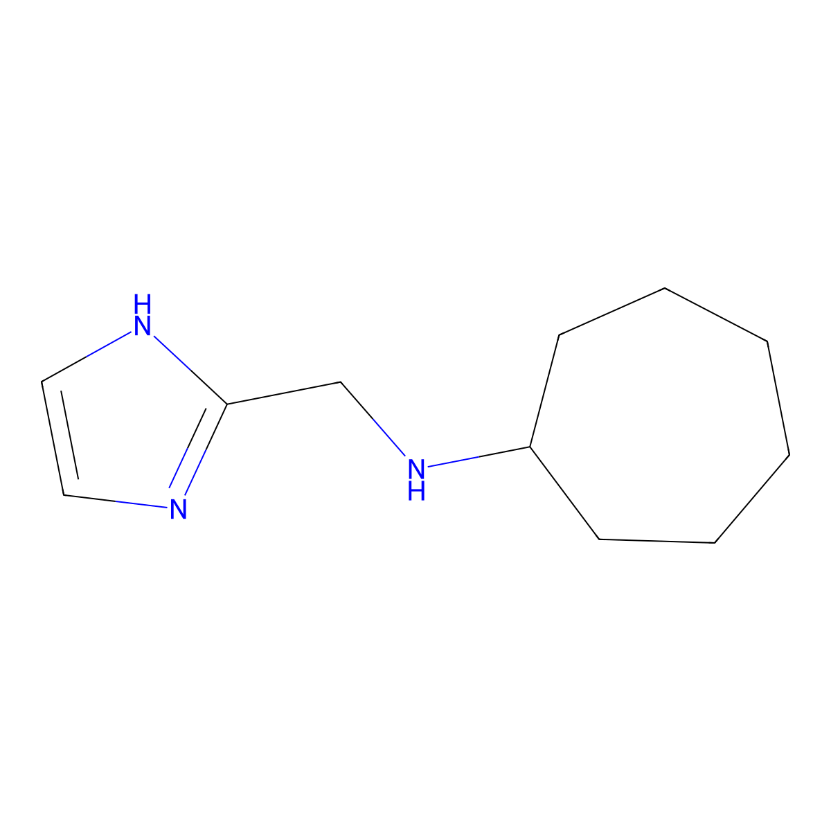 N-[(1H-imidazol-2-yl)methyl]cycloheptanamine molecular structure, CAS 1247085-90-0