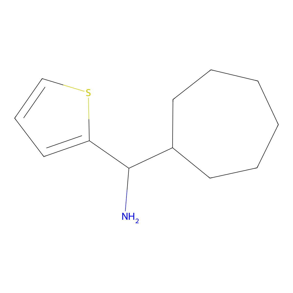 Cycloheptyl(thiophen-2-yl)methanamine molecular structure, CAS 1247087-82-6