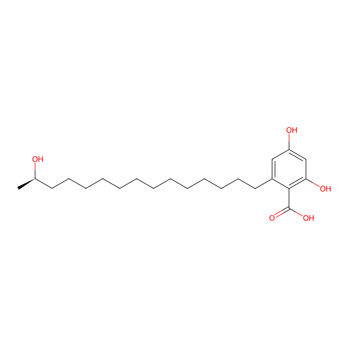 2,4-Dihydroxy-6-[(14R)-14-hydroxypentadecyl]benzoic acid molecular structure, CAS 124709-28-0