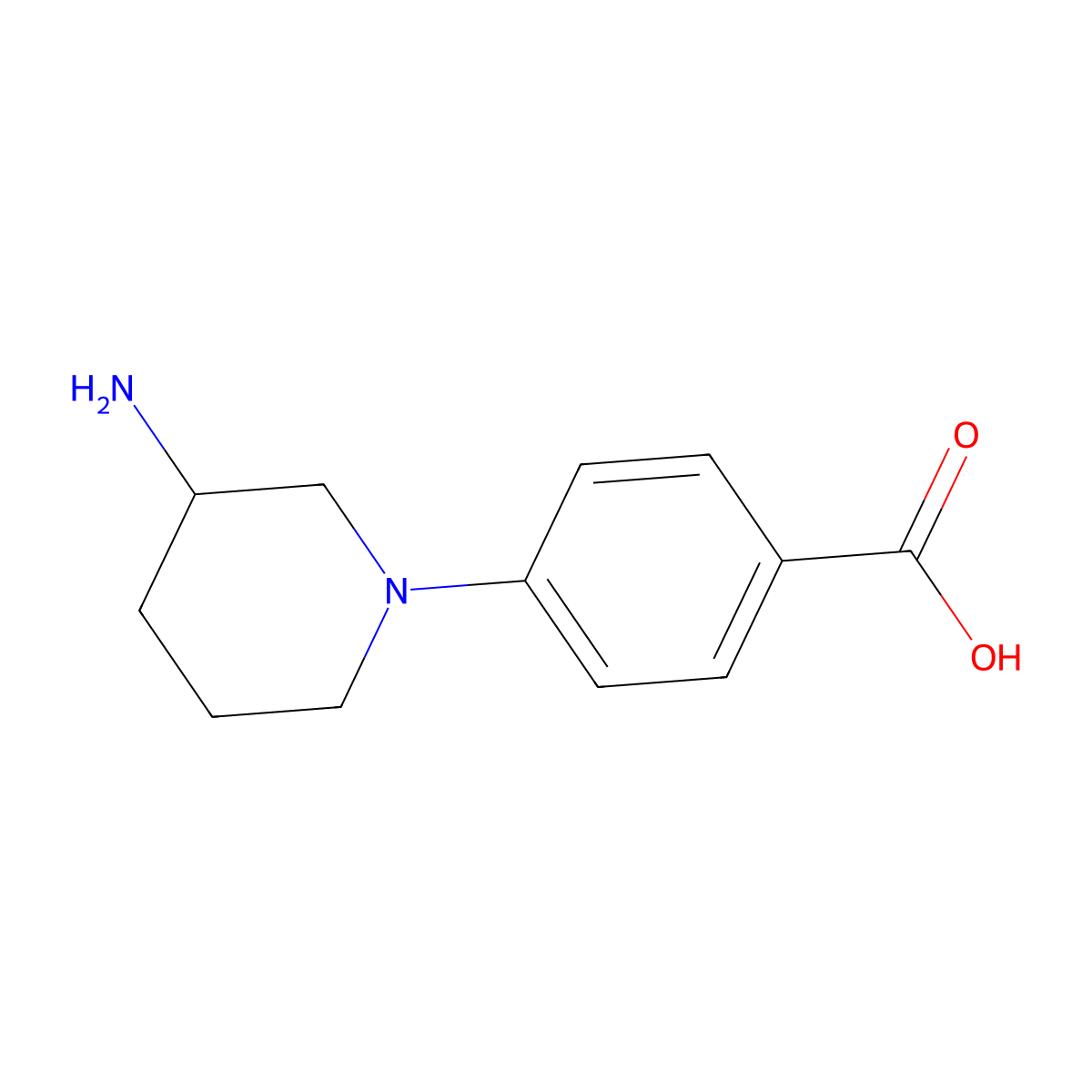 4-(3-Aminopiperidin-1-yl)benzoic acid molecular structure, CAS 1247095-53-9