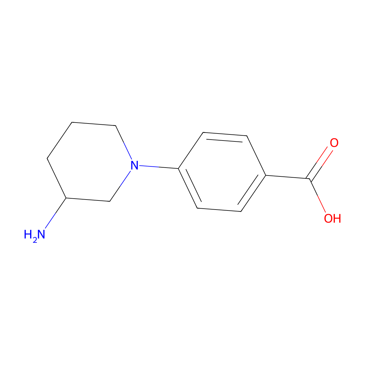 4-(3-Aminopiperidin-1-yl)benzoic acid molecular structure, CAS 1247095-53-9