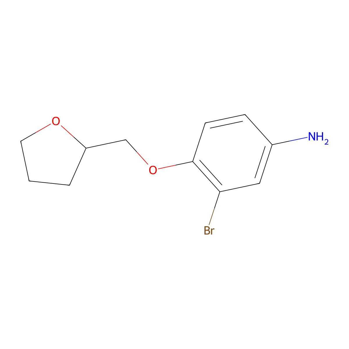 3-Bromo-4-((tetrahydrofuran-2-yl)methoxy)aniline molecular structure, CAS 1247095-71-1