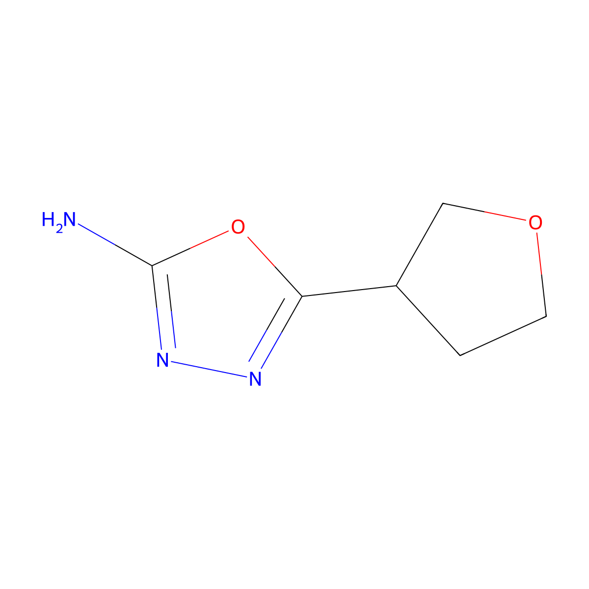5-(Oxolan-3-yl)-1,3,4-oxadiazol-2-amine molecular structure, CAS 1247096-00-9