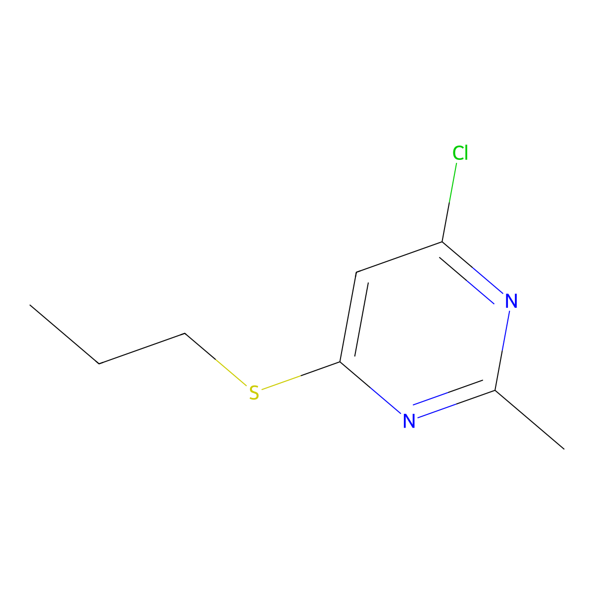4-Chloro-2-methyl-6-(propylsulfanyl)pyrimidine molecular structure, CAS 1247097-99-9