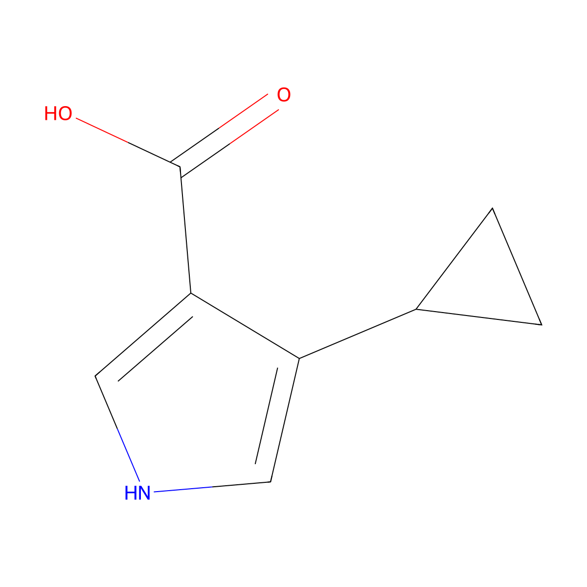 4-cyclopropyl-1H-pyrrole-3-carboxylic acid molecular structure, CAS 1247103-26-9