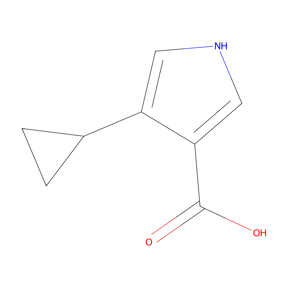 4-cyclopropyl-1H-pyrrole-3-carboxylic acid molecular structure, CAS 1247103-26-9