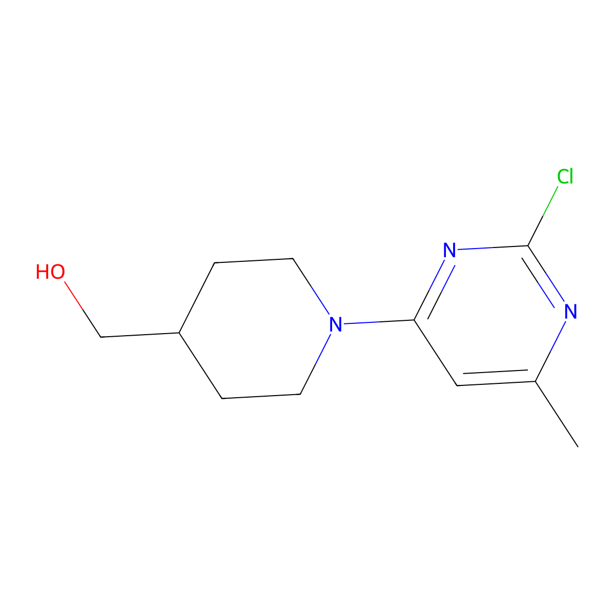 (1-(2-Chloro-6-methylpyrimidin-4-yl)piperidin-4-yl)methanol molecular structure, CAS 1247103-30-5