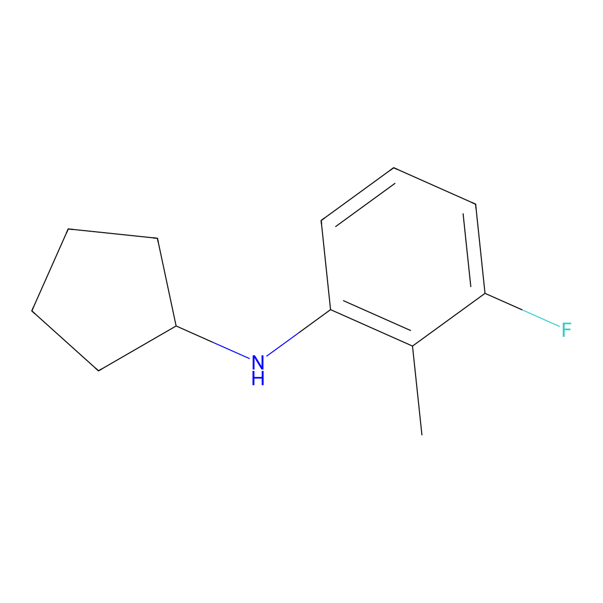 N-cyclopentyl-3-fluoro-2-methylaniline molecular structure, CAS 1247103-35-0