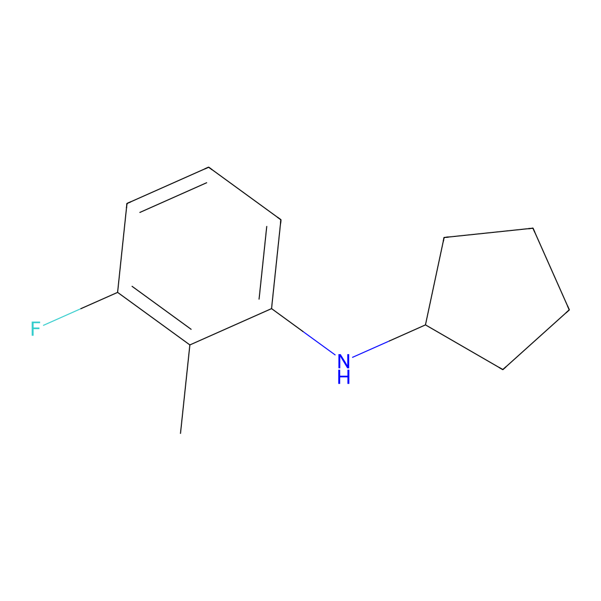 N-cyclopentyl-3-fluoro-2-methylaniline molecular structure, CAS 1247103-35-0
