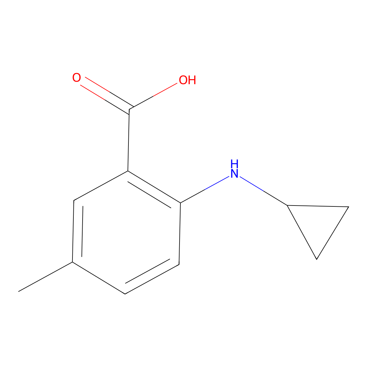 2-(Cyclopropylamino)-5-methylbenzoic acid molecular structure, CAS 1247106-14-4