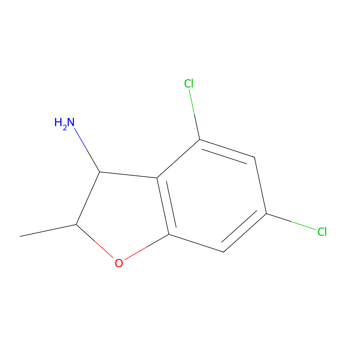 4,6-Dichloro-2-methyl-2,3-dihydro-1-benzofuran-3-amine molecular structure, CAS 1247107-62-5