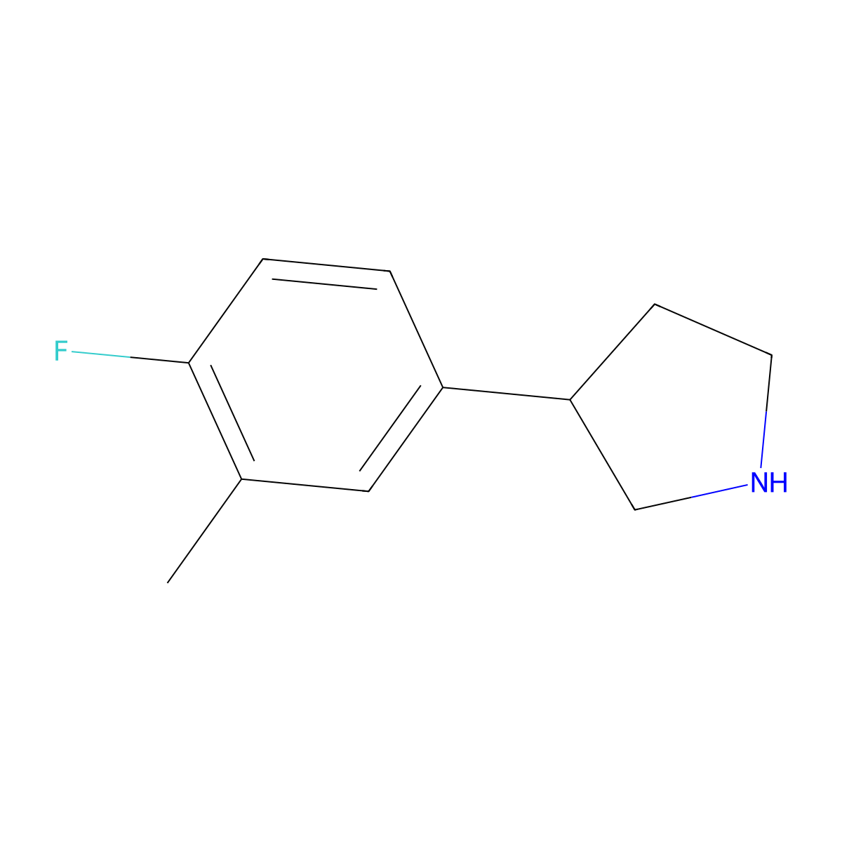 3-(4-Fluoro-3-methylphenyl)pyrrolidine molecular structure, CAS 1247107-85-2
