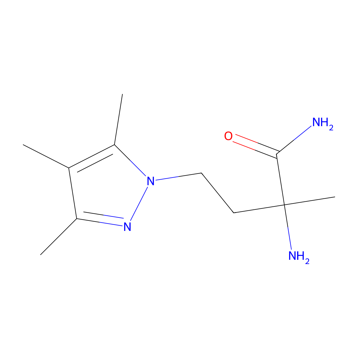 2-Amino-2-methyl-4-(3,4,5-trimethyl-1h-pyrazol-1-yl)butanamide molecular structure, CAS 1247108-48-0