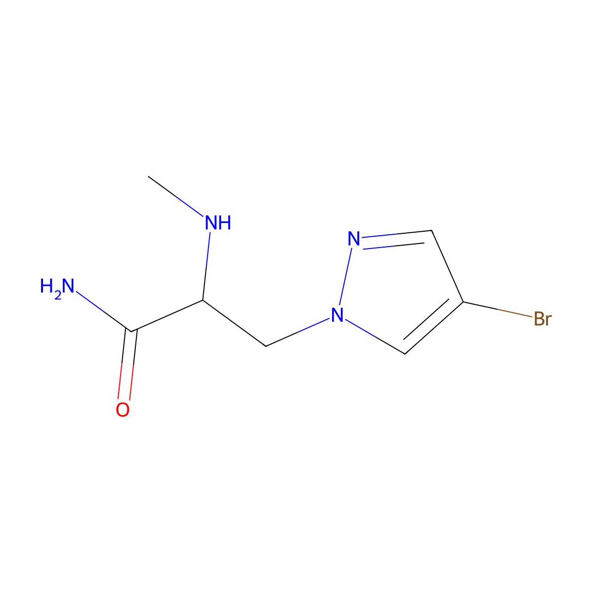 3-(4-Bromo-1h-pyrazol-1-yl)-2-(methylamino)propanamide molecular structure, CAS 1247108-64-0
