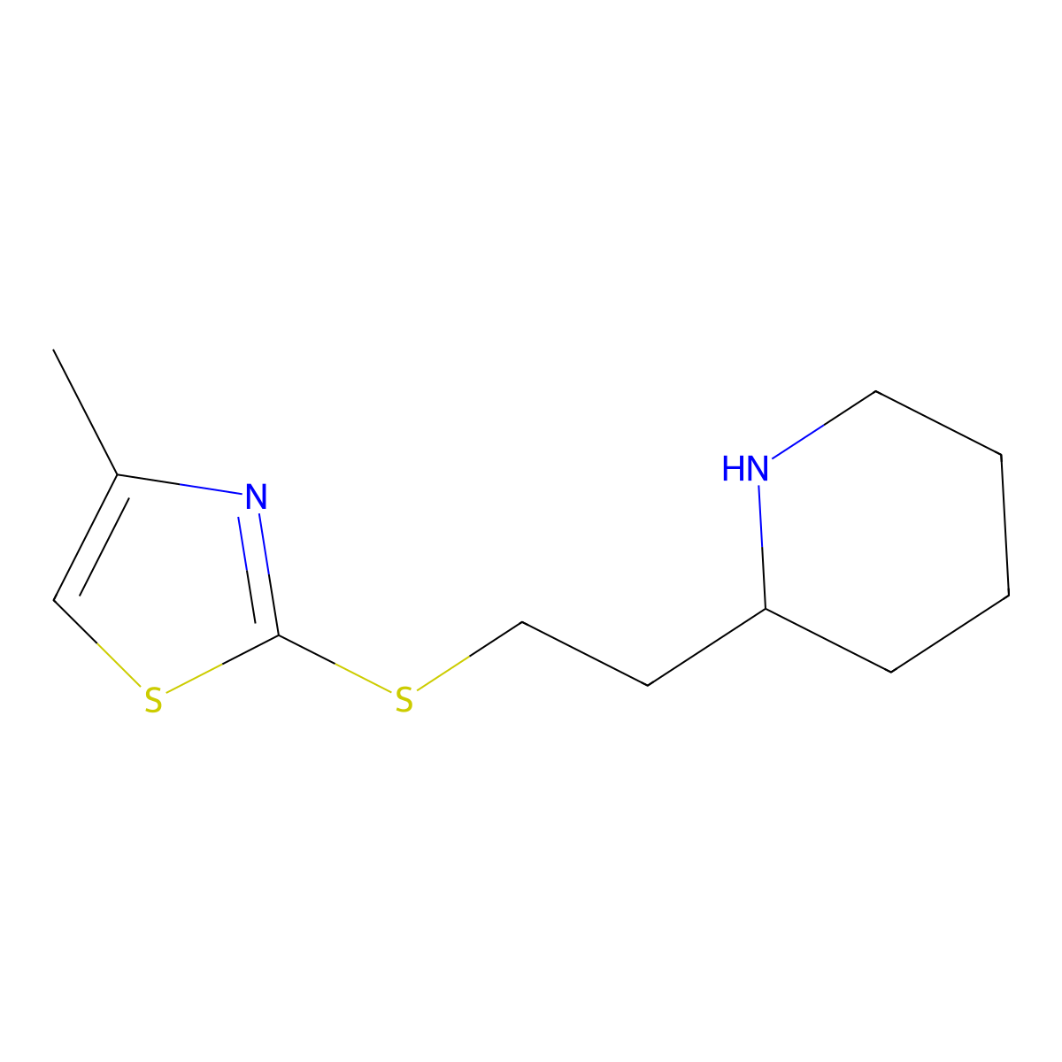 2-{2-[(4-Methyl-1,3-thiazol-2-yl)sulfanyl]ethyl}piperidine molecular structure, CAS 1247109-44-9