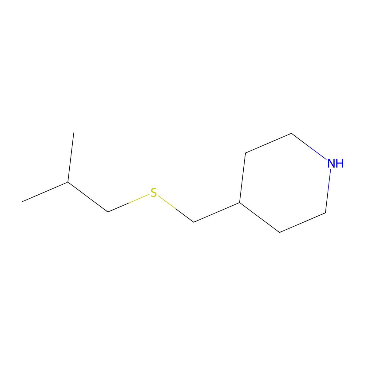 4-{[(2-Methylpropyl)sulfanyl]methyl}piperidine molecular structure, CAS 1247116-16-0