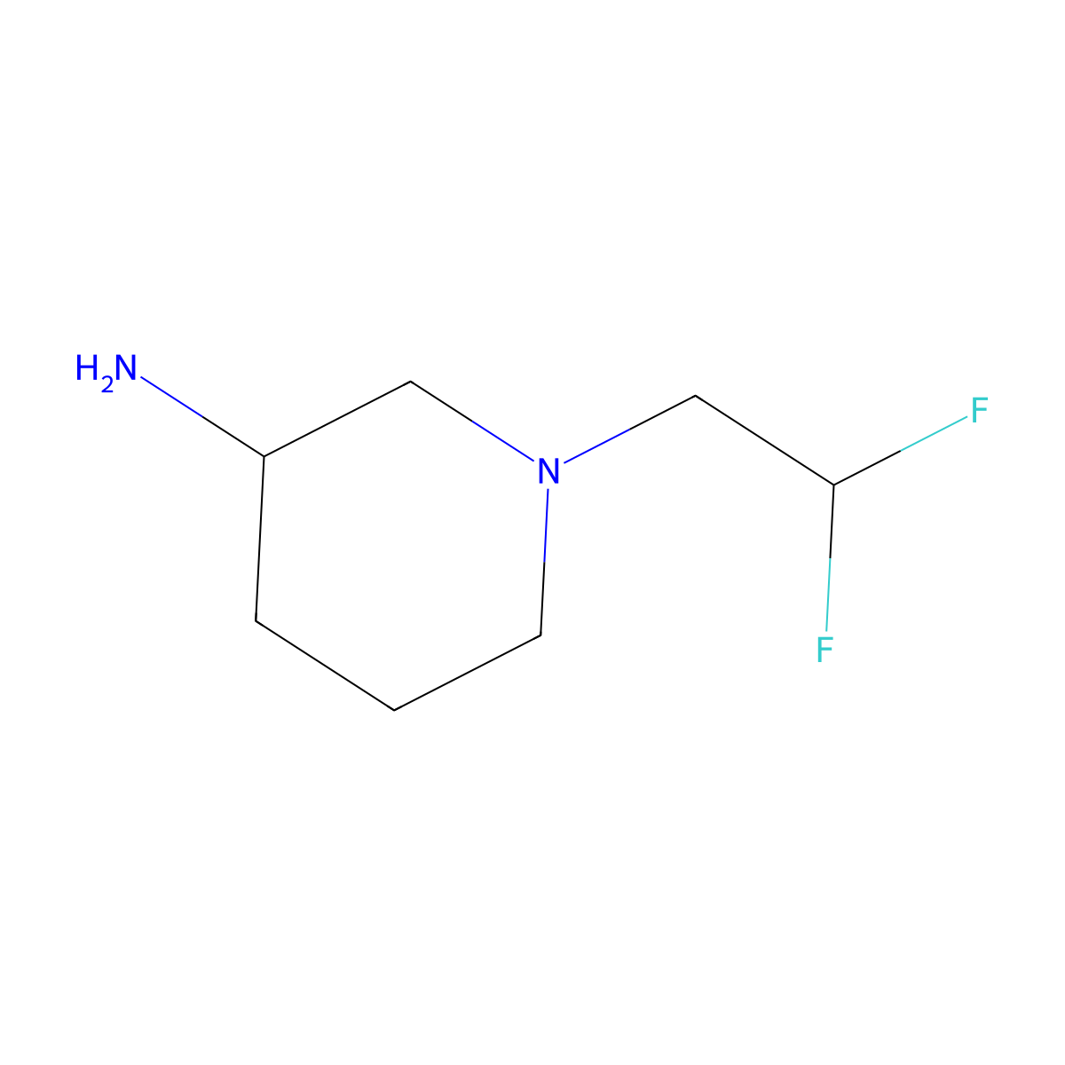 1-(2,2-Difluoroethyl)piperidin-3-amine molecular structure, CAS 1247118-44-0