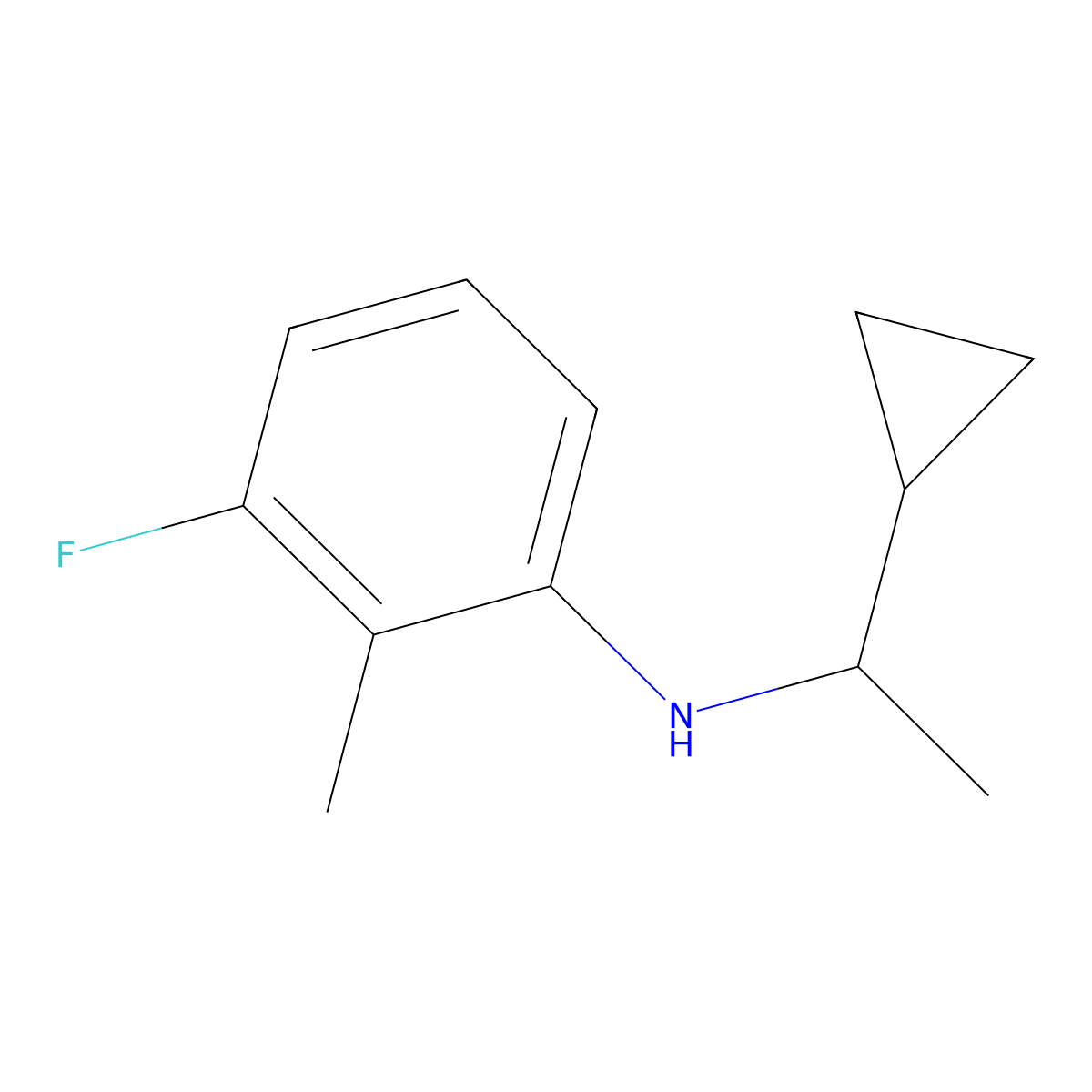 N-(1-cyclopropylethyl)-3-fluoro-2-methylaniline molecular structure, CAS 1247118-90-6