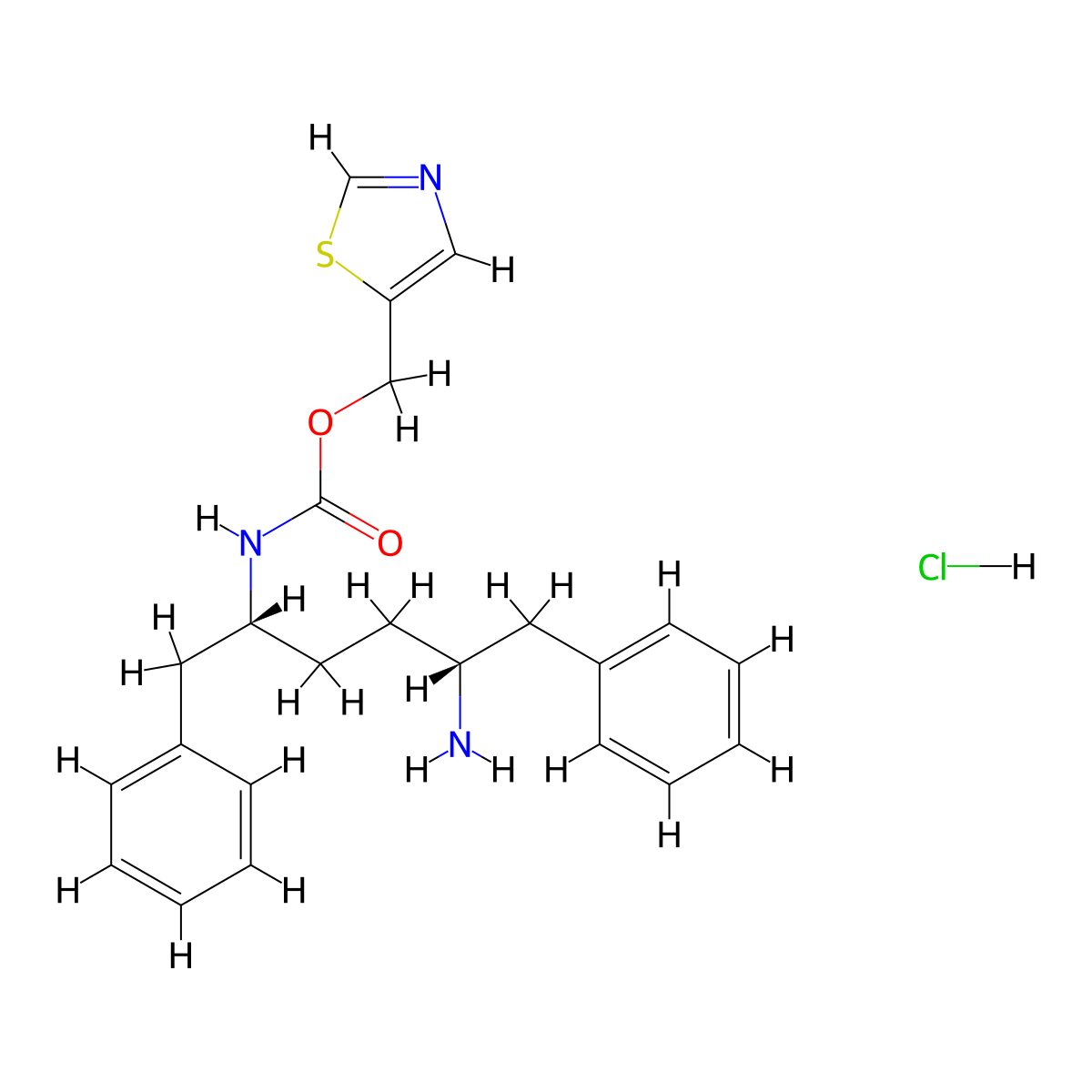 Carbamic acid, N-((1R,4R)-4-amino-5-phenyl-1-(phenylmethyl)pentyl)-, 5-thiazolylmethyl ester, hydrochloride molecular structure, CAS 1247119-33-0