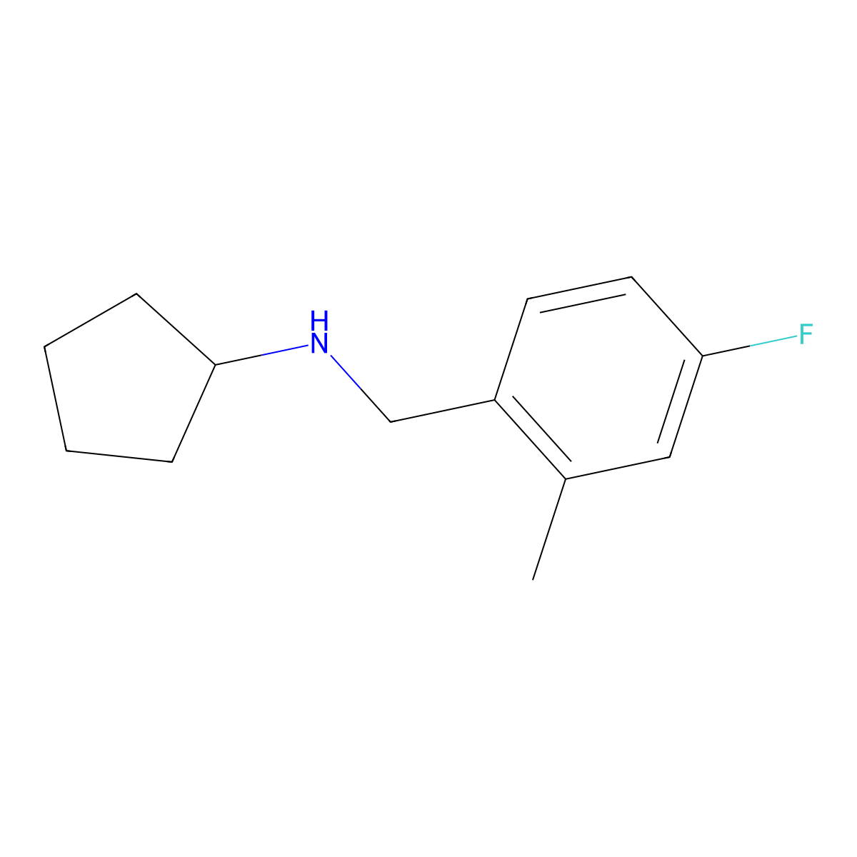 N-[(4-fluoro-2-methylphenyl)methyl]cyclopentanamine molecular structure, CAS 1247121-20-5