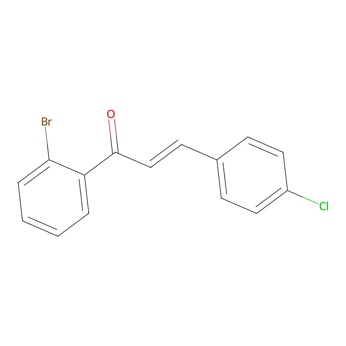 (E)-1-(2-Bromophenyl)-3-(4-chlorophenyl)prop-2-en-1-one molecular structure, CAS 1247123-27-8