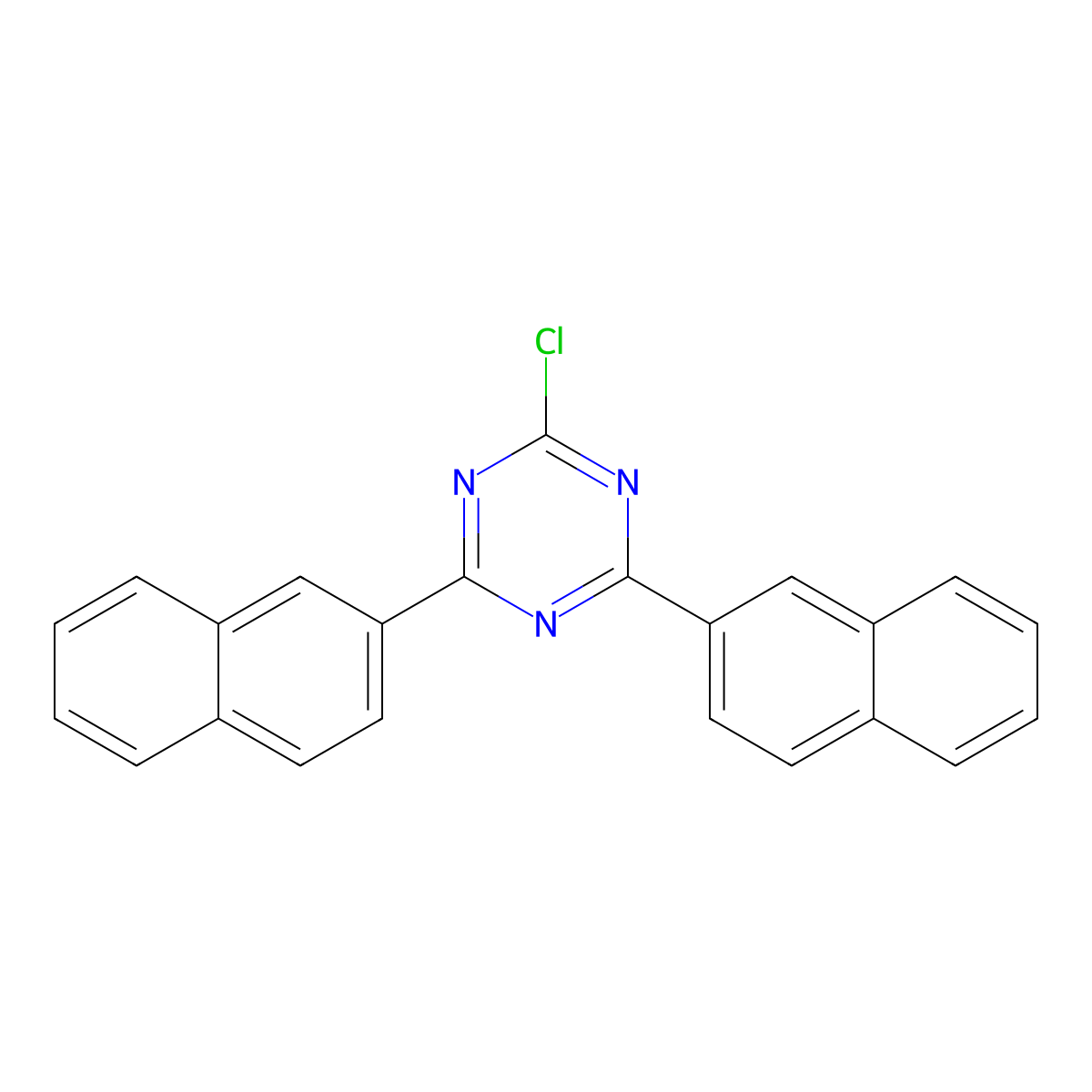 2-Chloro-4,6-di(naphthalen-2-yl)-1,3,5-triazine molecular structure, CAS 1247124-77-1