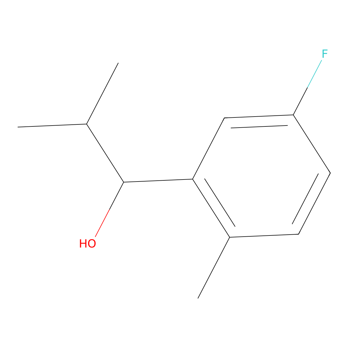 1-(5-Fluoro-2-methylphenyl)-2-methylpropan-1-ol molecular structure, CAS 1247125-24-1