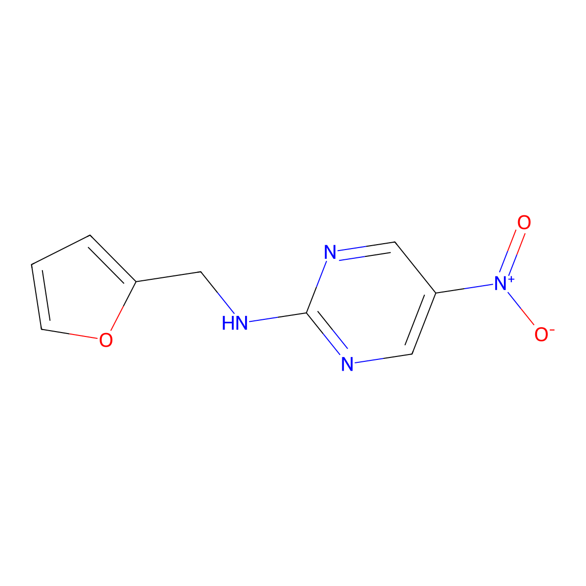 N-(furan-2-ylmethyl)-5-nitropyrimidin-2-amine molecular structure, CAS 1247125-74-1