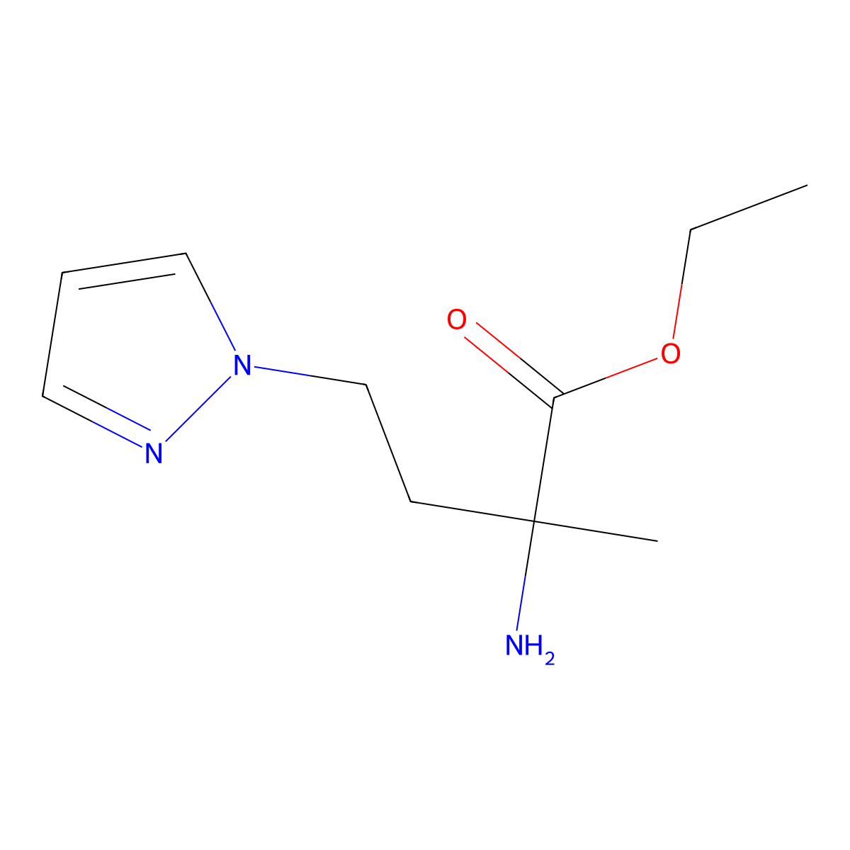 Ethyl 2-amino-2-methyl-4-(1h-pyrazol-1-yl)butanoate molecular structure, CAS 1247128-51-3