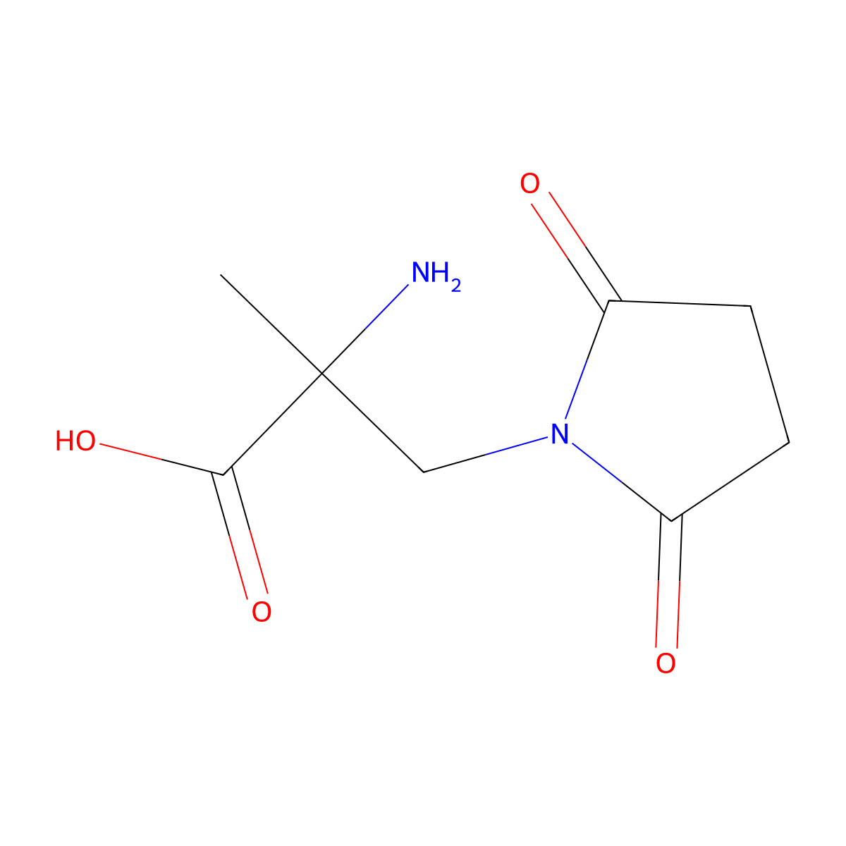 2-Amino-3-(2,5-dioxopyrrolidin-1-yl)-2-methylpropanoic acid molecular structure, CAS 1247130-49-9