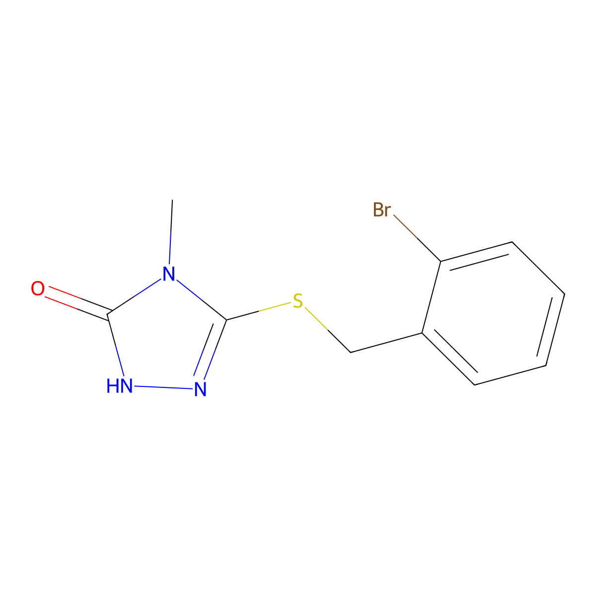 3-{[(2-bromophenyl)methyl]sulfanyl}-4-methyl-4,5-dihydro-1H-1,2,4-triazol-5-one molecular structure, CAS 1247131-68-5