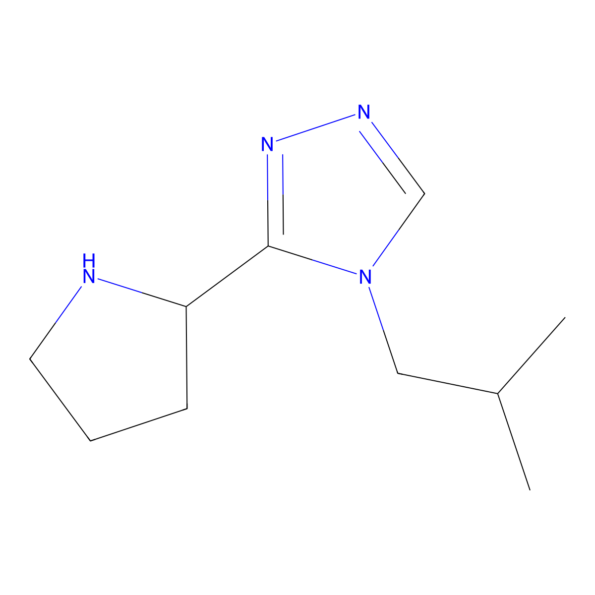 4-(2-methylpropyl)-3-(pyrrolidin-2-yl)-4H-1,2,4-triazole molecular structure, CAS 1247132-63-3
