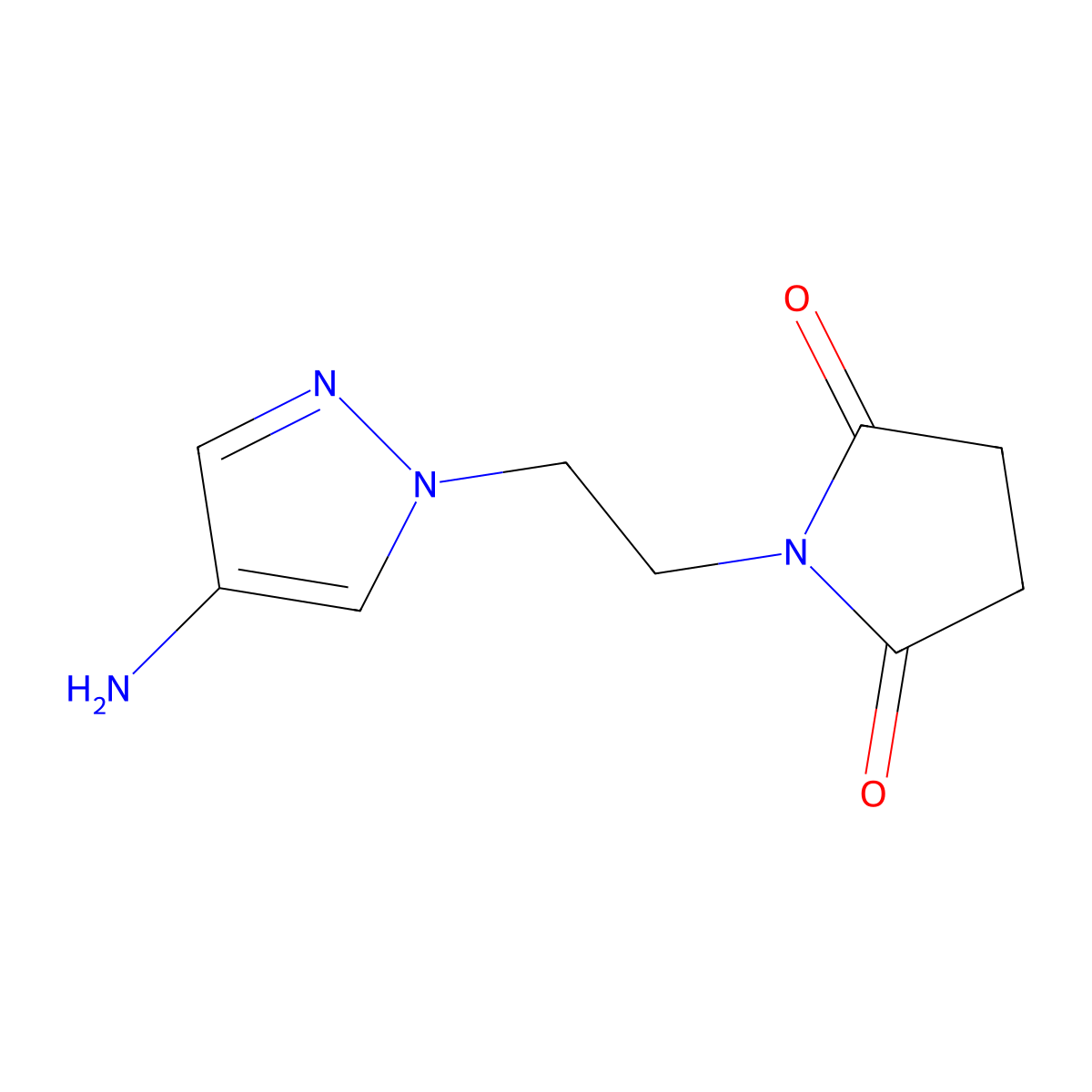 1-(2-(4-Amino-1h-pyrazol-1-yl)ethyl)pyrrolidine-2,5-dione molecular structure, CAS 1247133-22-7