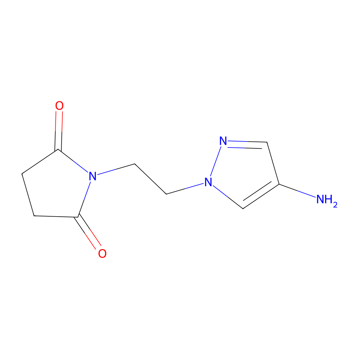 1-(2-(4-Amino-1h-pyrazol-1-yl)ethyl)pyrrolidine-2,5-dione molecular structure, CAS 1247133-22-7