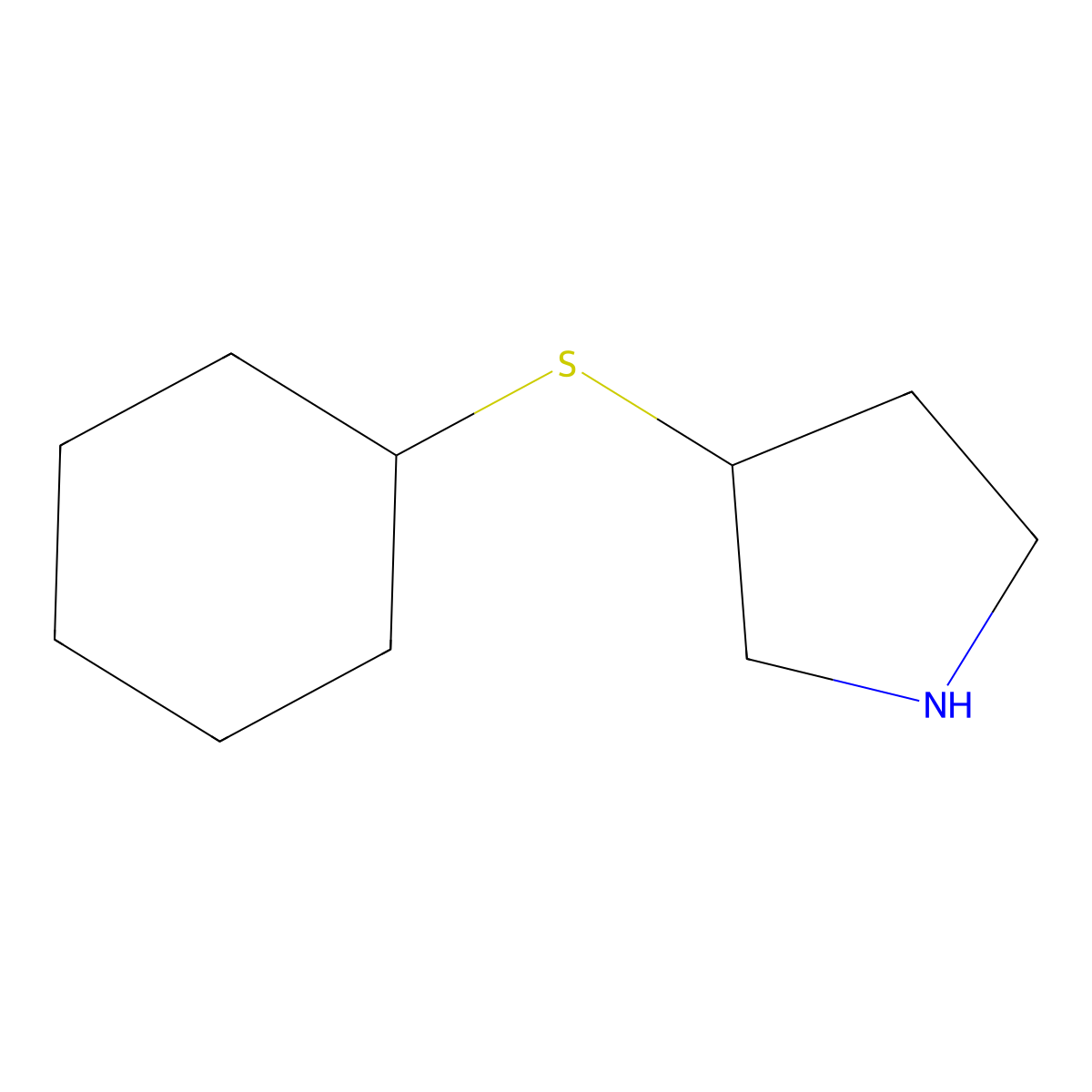 3-(Cyclohexylsulfanyl)pyrrolidine molecular structure, CAS 1247133-30-7