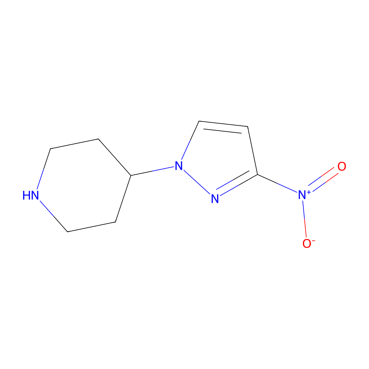 4-(3-nitro-1H-pyrazol-1-yl)piperidine molecular structure, CAS 1247136-53-3