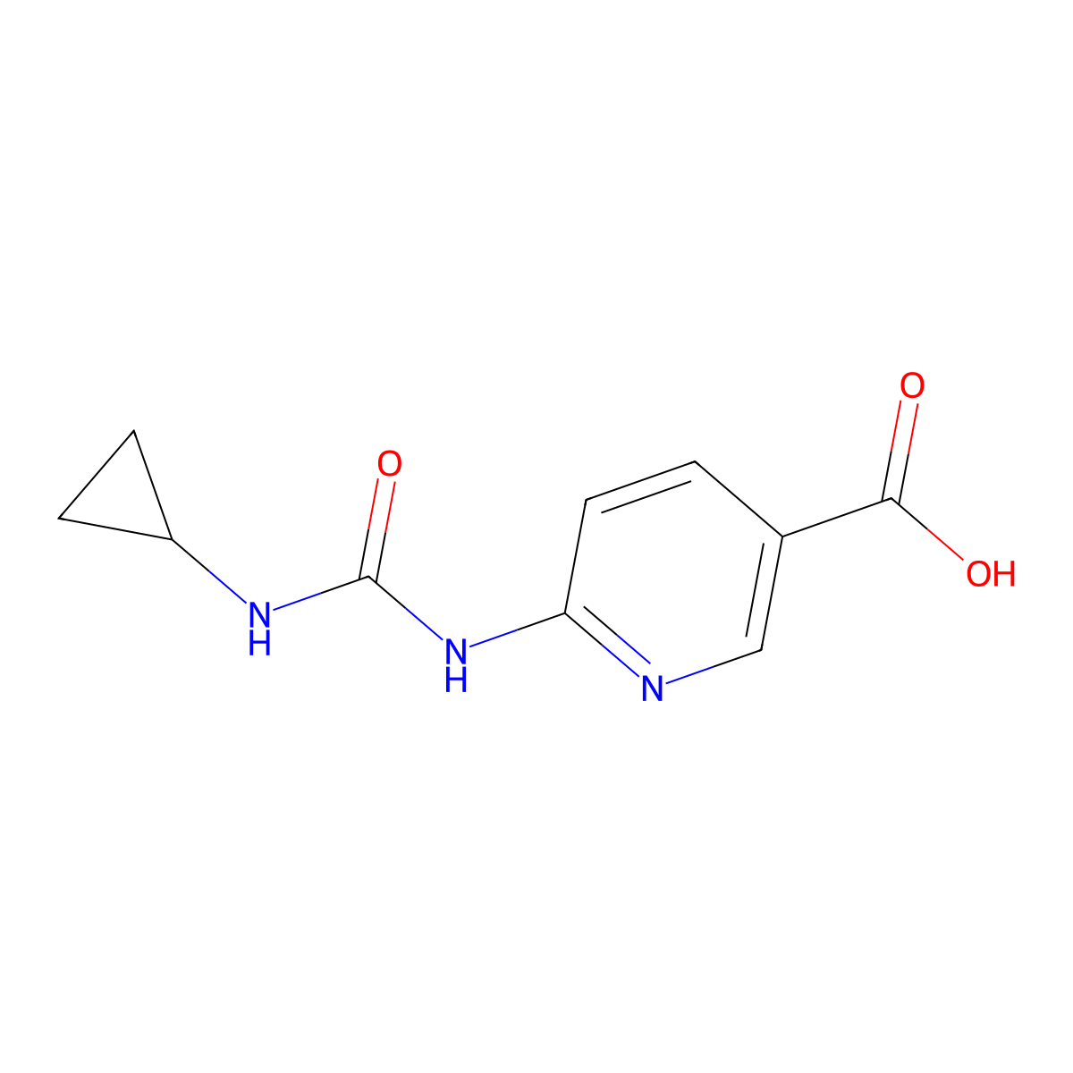 6-[(Cyclopropylcarbamoyl)amino]pyridine-3-carboxylic acid molecular structure, CAS 1247137-26-3