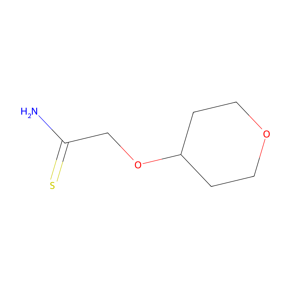 2-(Oxan-4-yloxy)ethanethioamide molecular structure, CAS 1247137-83-2