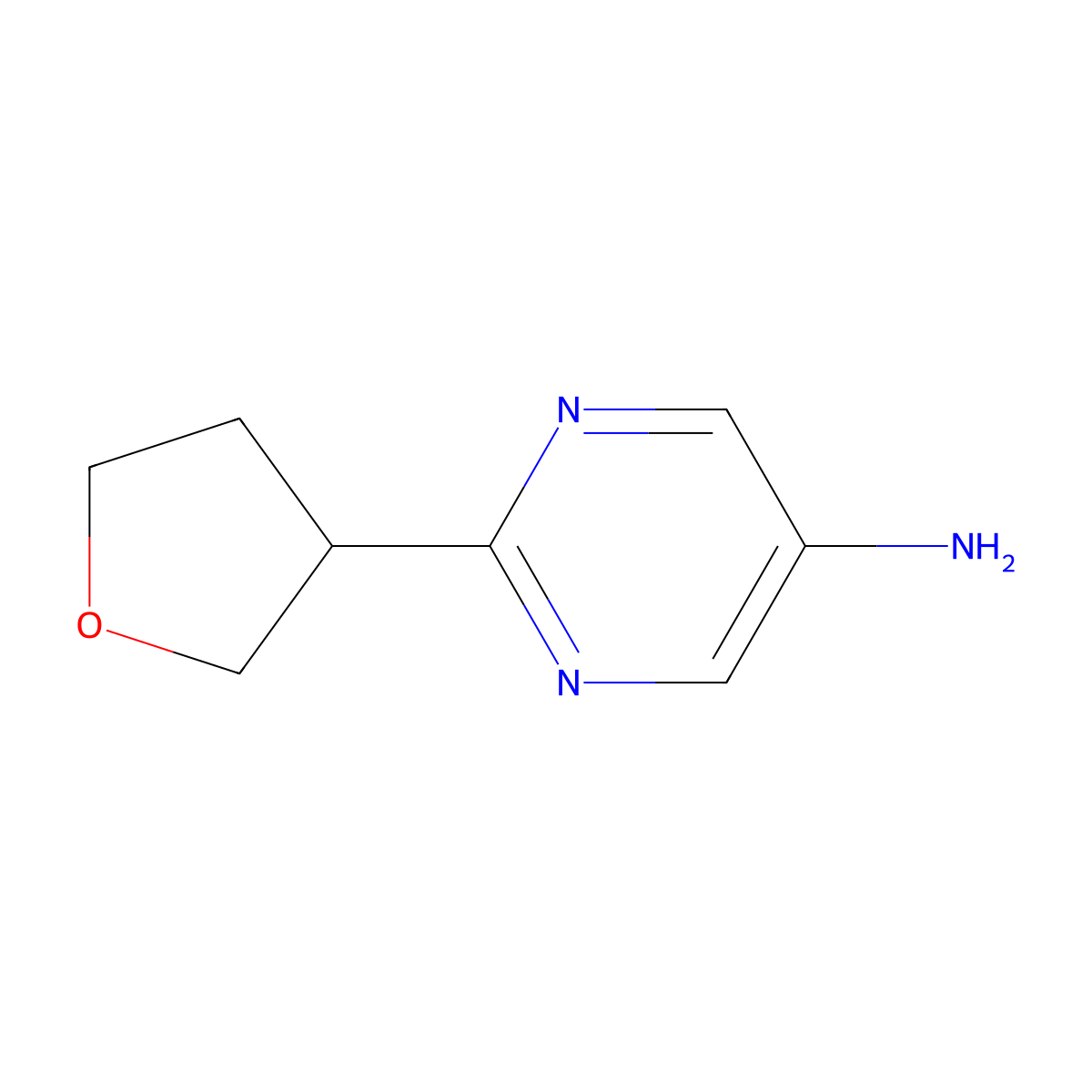 2-(Oxolan-3-yl)pyrimidin-5-amine molecular structure, CAS 1247141-42-9